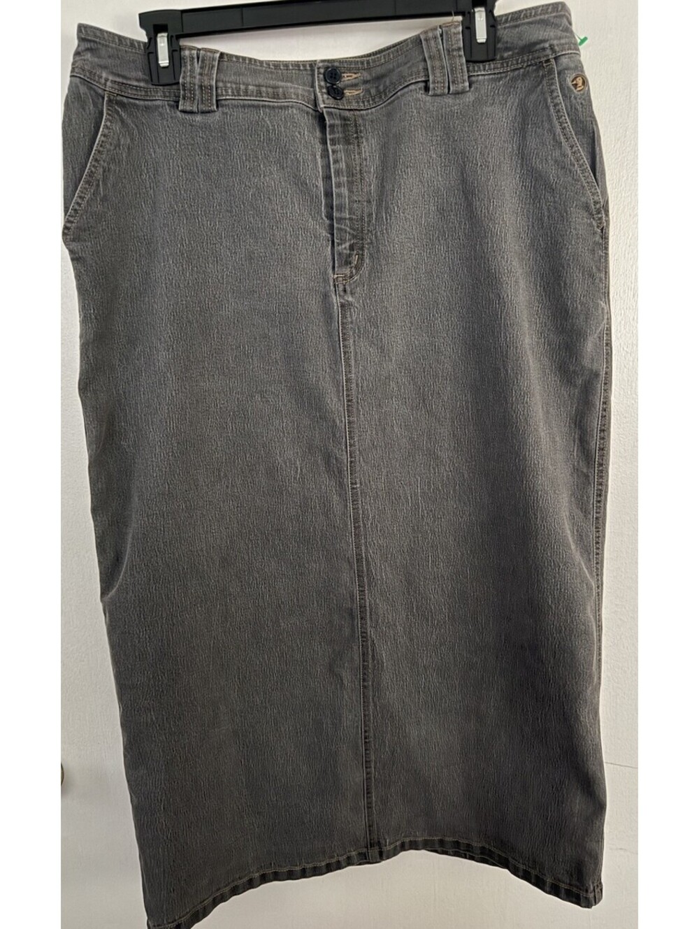 Y2K Duck Head Women’s Gray Denim Pencil Midi Skirt Size 16
